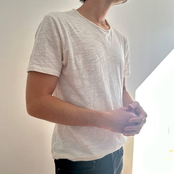 ONLY & SONS OFF WHITE ONSALBERT SLUB CREW NECK TEE - L - Picture 3 of 14